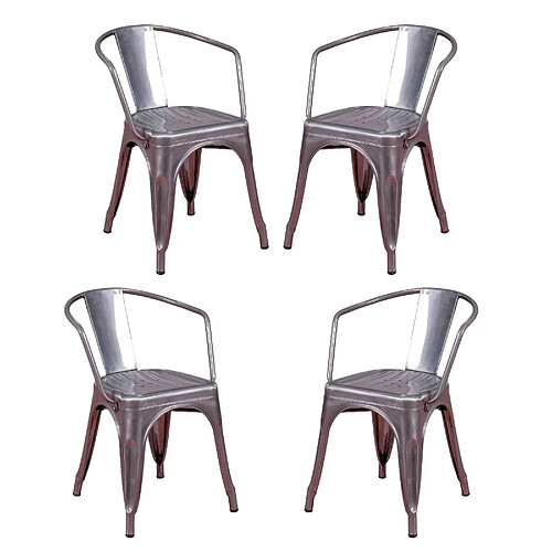 Nest Dream Lot de 4 chaises en métal avec accoudoirs - Bistro