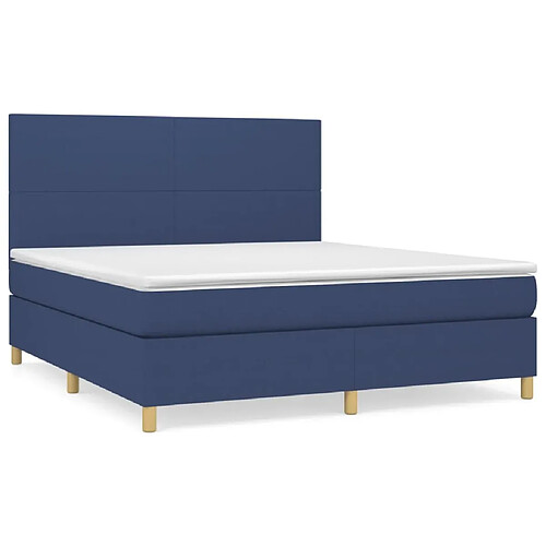 Maison Chic Lit adulte- Lit + matelas,Sommier à lattes de lit avec matelas Bleu 160x200 cm Tissu -GKD31492