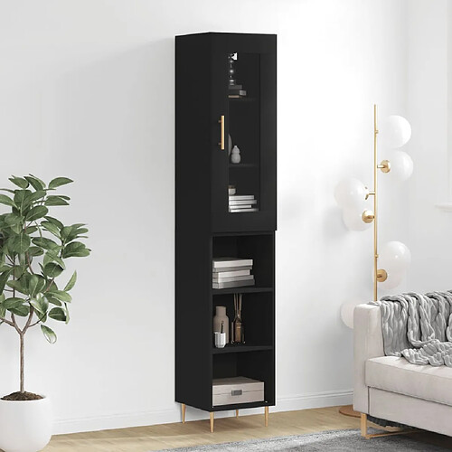 vidaXL Buffet haut Noir 34,5x34x180 cm Bois d'ingénierie