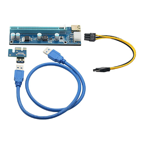 Ubit 6 Emballer Dernières PCI-E Riser Express Câble 1X à 16X avec Led Graphique Extension Propulsé Riser Adaptateur Carte 60cm USB 3.0 Câble