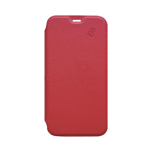 BEETLECASE Étui pour Apple iPhone 6/7/8/SE(2022) Folio Premium en Cuir avec Dos Cristal Rouge