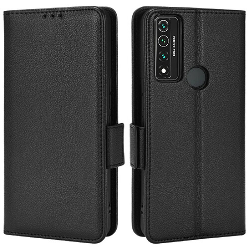 Etui en PU texture litchi, fermoir magnétique avec support pliable, noir pour votre TCL 4X 5G T601DL