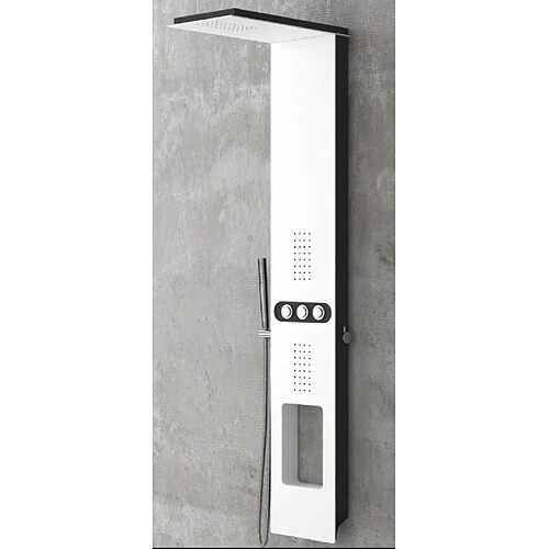 Karag Colonne de douche hydromassante BIANCO NERO TOUCH en aluminium 148 cm