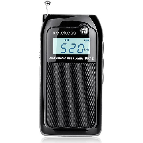 RETEKESS radio de poche AM FM avec batterie rechargeable noir