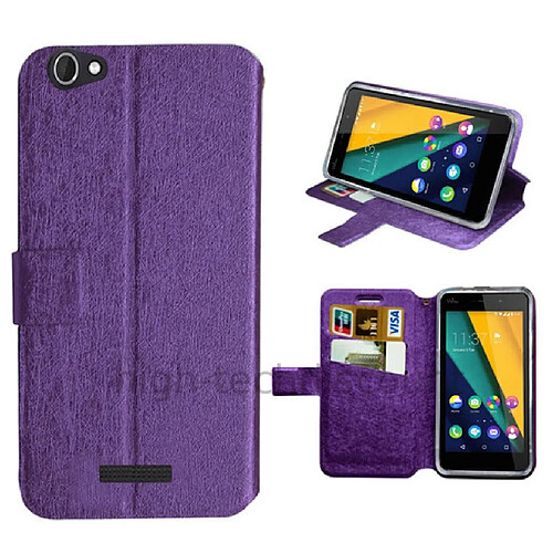 Htdmobiles Housse etui portefeuille pour Wiko Pulp Fab 4G + film ecran - MAUVE