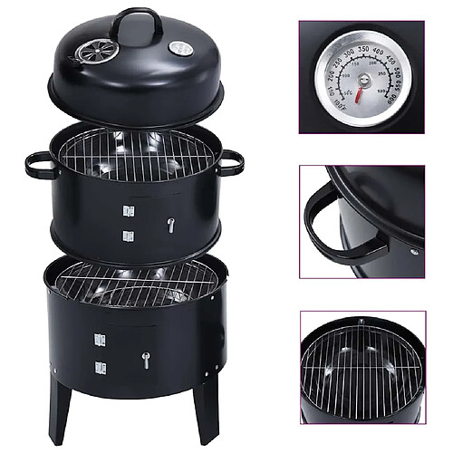 vidaXL Gril barbecue au charbon 3 en 1 40x80 cm