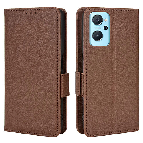 Etui en PU texture litchi avec support, marron pour votre Realme 9i/Oppo A36 4G/A76 4G