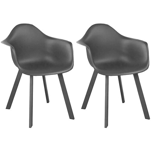 PROLOISIRS Fauteuils de jardin Jato (Lot de 2) - Gris anthracite