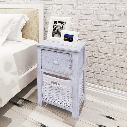 Maison Chic Table de chevet Table de Nuit Meuble de Rangement Bois Blanc