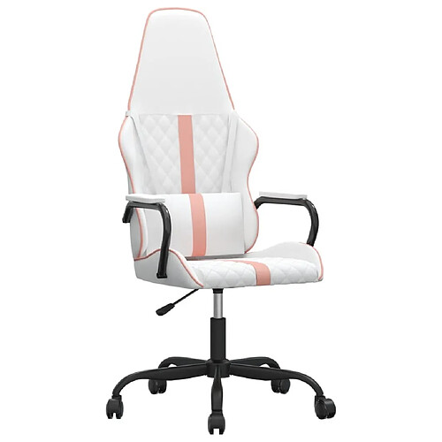 Maison Chic Chaise Gaming | Chaise de jeu de massage Ergonomique | Chaises de Bureau rose et blanc similicuir -GKD45044