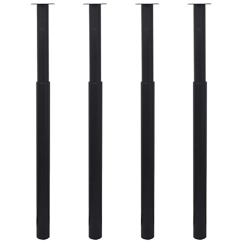 vidaXL Pieds de table télescopiques 4 pcs Noir 710 mm - 1100 mm