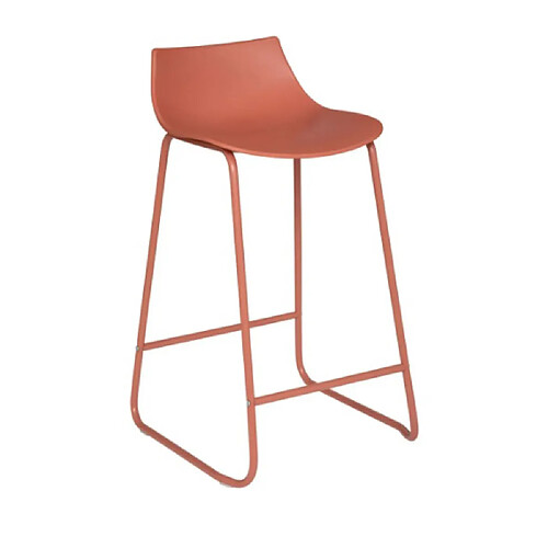 Pegane Lot de 4 tabourets de bar en polypropylène coloris terracotta - Longueur 47 x profondeur 48,5 x hauteur 82,5 cm