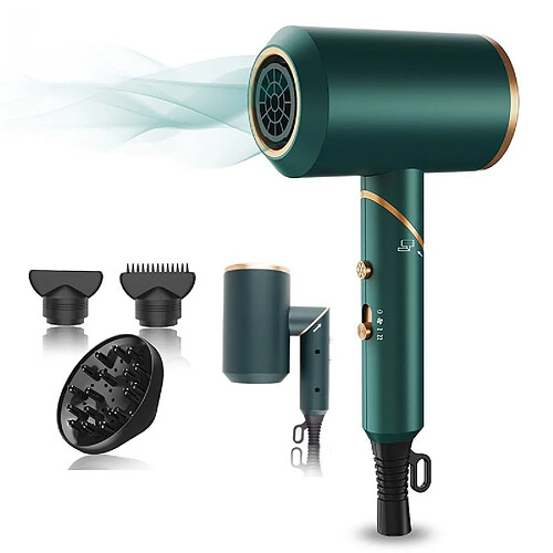 Universal Sèche-cheveux pliant 2000W Poignée portable Sèche-cheveux domestique pliant sans soudure Diffuseur d'air froid/chaud à séchage rapide | Sèche-cheveux (vert)