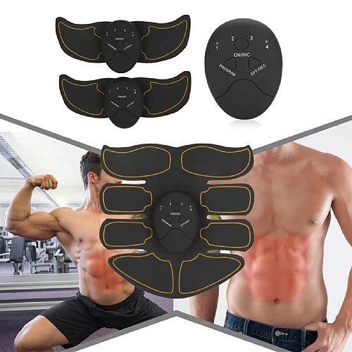 Machine Abdo Musculation EMS Intelligent Training Patch (1 abdomen + 2 bras + 3 principaux) (noir + orange)