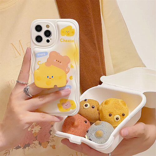 GUPBOO Étui pour iPhone13ProMax Emoji fromage ours mignon support de cas de téléphone portable femme