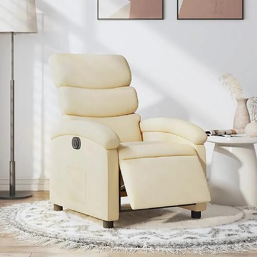 vidaXL Fauteuil inclinable électrique Crème Tissu