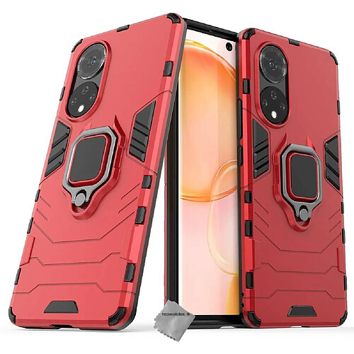 Htdmobiles Coque rigide anti choc pour Huawei Honor 50 5G / Nova 9 + verre trempe - ROUGE