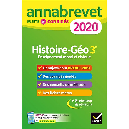 Histoire géo, enseignement moral et civique 3e : 2020 · Occasion