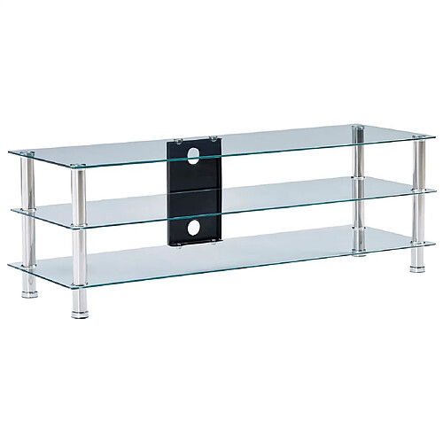 Helloshop26 Meuble télé buffet tv télévision design pratique transparent 120 cm verre trempé 2502216