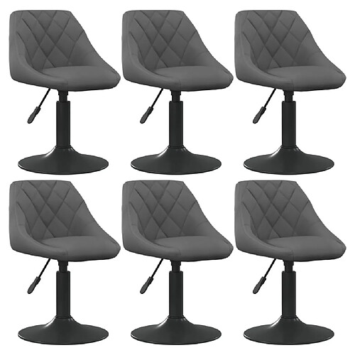 vidaXL Chaises pivotantes à manger lot de 6 gris foncé velours