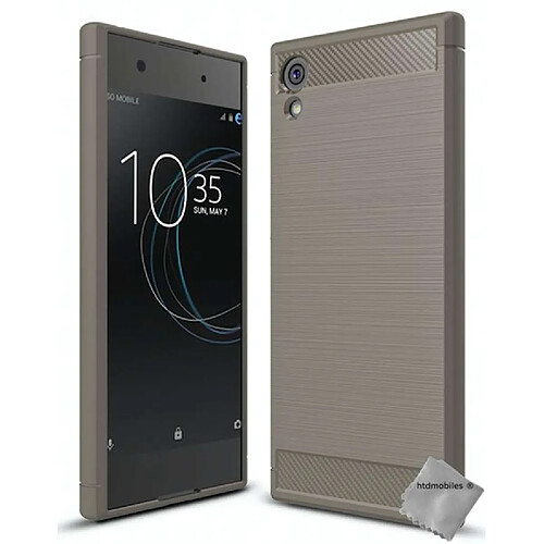 Htdmobiles Coque silicone gel carbone pour Sony Xperia XA1 Plus + film ecran - GRIS