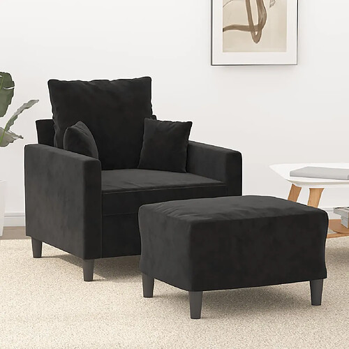 vidaXL Fauteuil avec repose-pied Noir 60 cm Velours