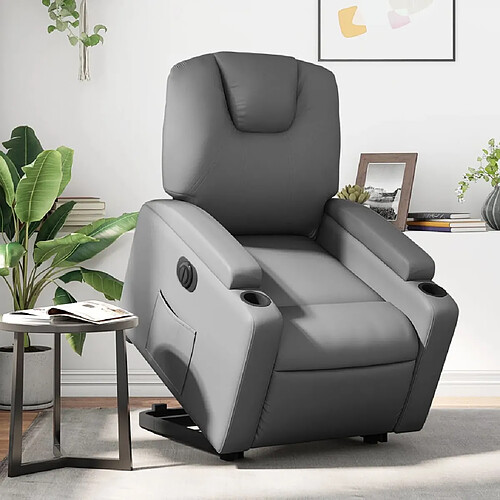 vidaXL Fauteuil inclinable électrique gris similicuir