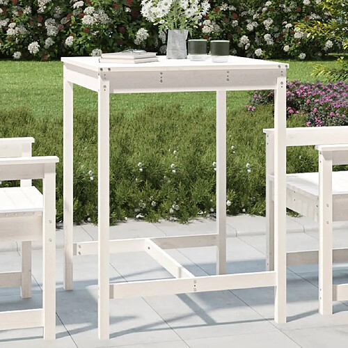 vidaXL Table de jardin blanc 82,5x82,5x110 cm bois massif de pin