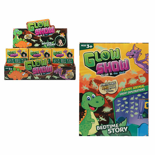 BigBuy Fun Lot d'autocollants Glow Show Dinosaurs Fluorescent