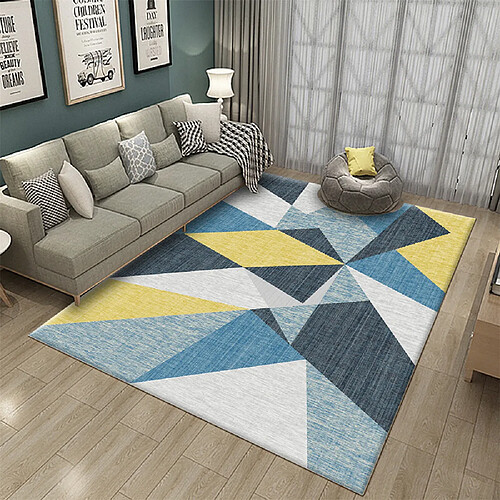 Tapis de Salon Chambre Design Moderne 160x230cm Bleu et Jaune