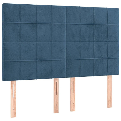 Maison Chic Lot de 4 Têtes de lit design pour chambre - Décoration de lit Bleu foncé 72x5x78/88 cm Velours -MN56586