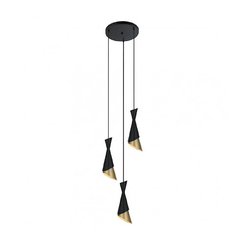 Luminaire Center Suspension Malia Acier Noir 3 ampoules 128cm