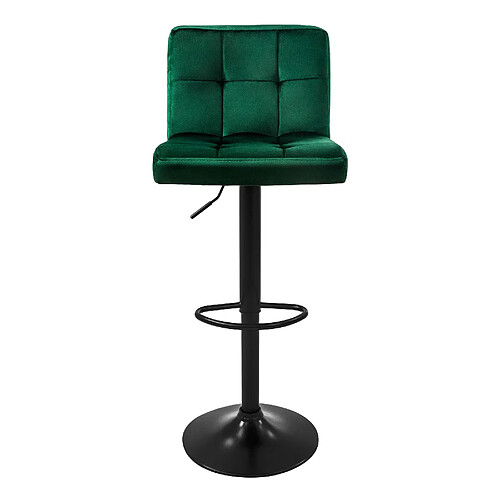 Tabouret de bar, lot de 2, vert, recouvert de velours, avec dossier et repose-pieds réglable en hauteur 63-83cm ML-Design