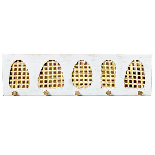 Portemanteau Alexandra House Living Jaune Blanc Bois 60 x 17 x 4 cm 5 Crochets