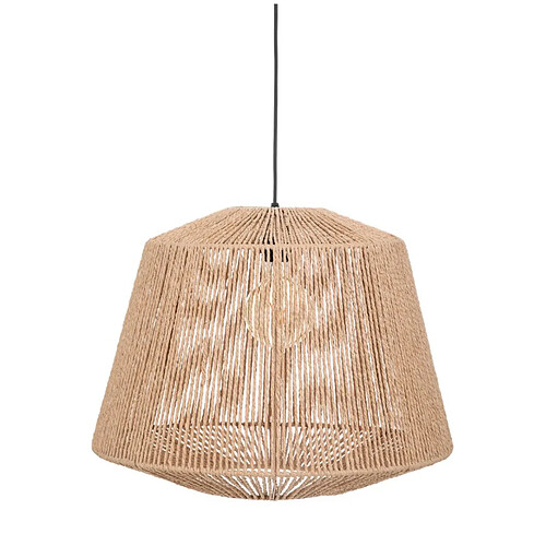 Pegane Lampe suspendue, Suspension luminaire coloris beige et métal noir - diamètre 48 x Hauteur 38 cm