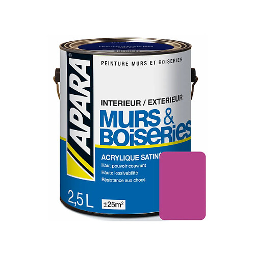 Apara Peinture intérieure couleur, acrylique satinée-2.5 litres-Pourpre