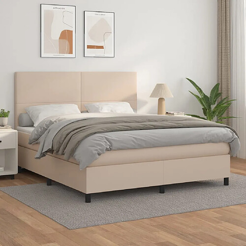 vidaXL Sommier à lattes de lit avec matelas Cappuccino 160x200 cm