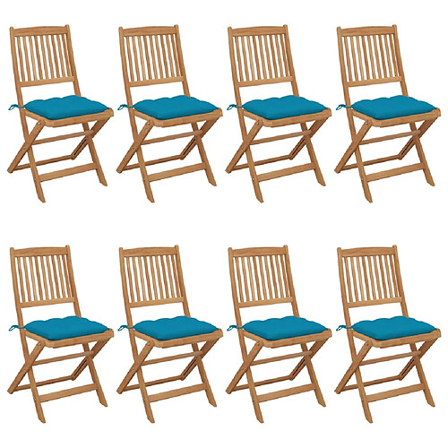 vidaXL Chaises pliables de jardin lot de 8 avec coussins Bois d'acacia