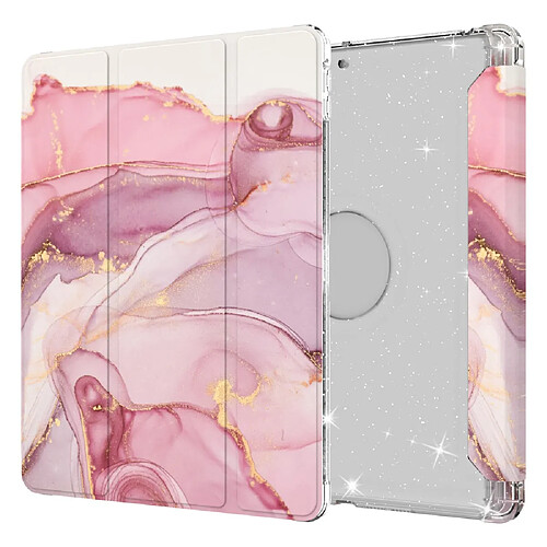 Etui en PU trois volets avec support transparent motif marbré/rose pour votre Apple iPad 10.2 (2020)(2019)