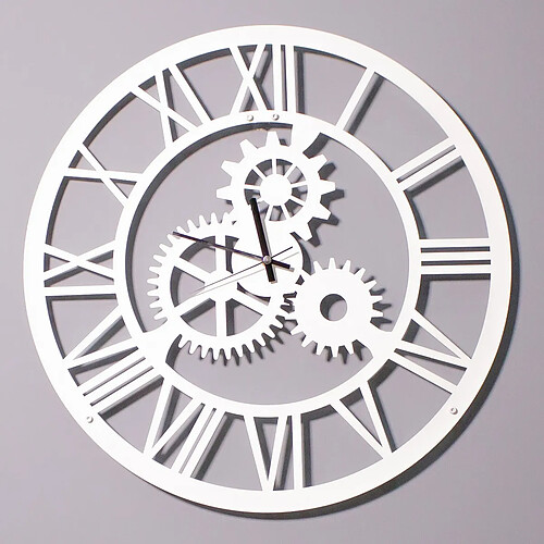 EPIKASA Horloge Murale Vintage 4, Blanc, Métal, 50x0,16x50 cm