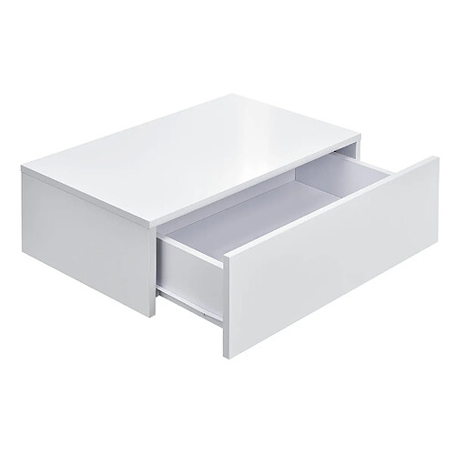 Helloshop26 Étagère murale pour chambre à coucher avec 1 tiroir laqué 46 cm blanc 03_0001798