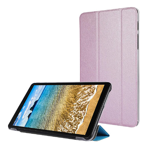 Etui en PU Texture de soie avec support tri-pliure rose pour votre Samsung Galaxy Tab A7 Lite 8.7 pouces