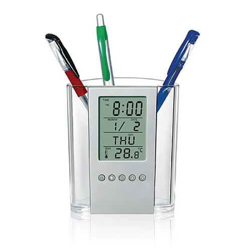 Stylo Porte-Crayon Numérique LCD Bureau Alarme Horloge Porte-Stylo Calendrier Minuterie Température Bureau Horloge Électronique Bu