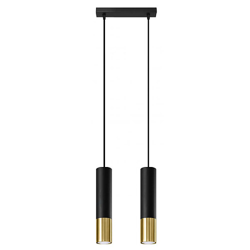 Luminaire Center Suspension Loopez Acier Or,noir 2 ampoules 90cm