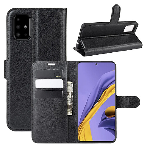 Wewoo Housse Coque Pour Galaxy A51 Litchi Texture de protection à rabat horizontal avec support et fentes cartes et portefeuille noir