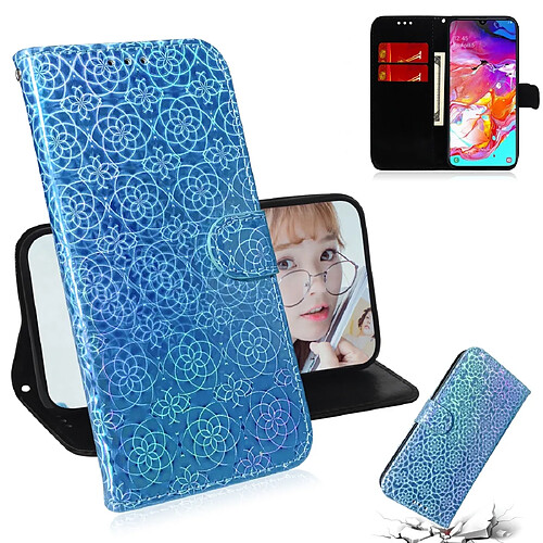 Wewoo Housse Coque Pour Galaxy A70 couleur unie boucle magnétique coloré horizontale étui en cuir PU avec titulaire et fentes cartes et portefeuille et lanière bleu