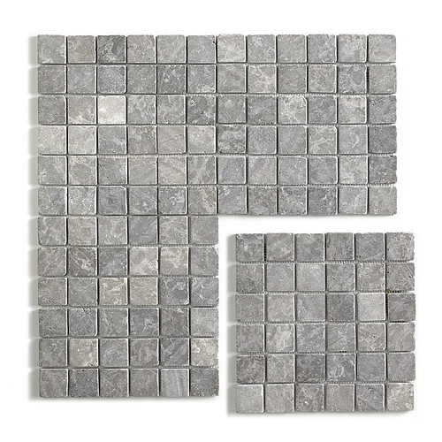 Pegane Carrelage de mosaïque (Boite de 1m²) / Plaque mosaïque mur et sol en marbre naturel, coloris gris mat - 30 x 30 cm