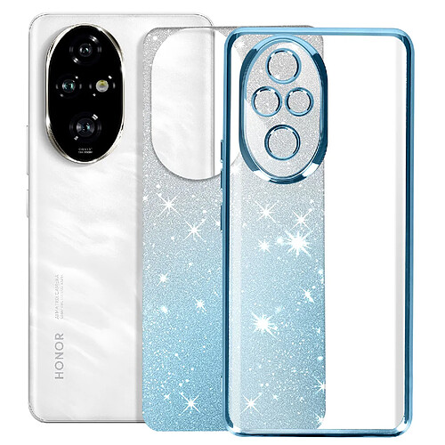 Avizar Coque pour Honor 200 Pro Motif Paillette Dégradé Caméra Protégée Bleu Clair