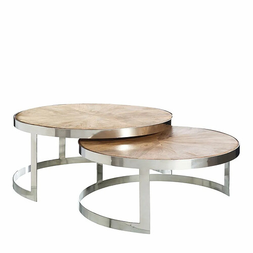 BigBuy Home Table Basse Argenté Naturel 100 x 100 x 45 cm (2 Unités)