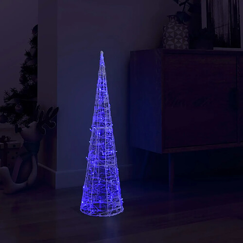 vidaXL Cône lumineux décoratif pyramide à LED Acrylique Bleu 90 cm